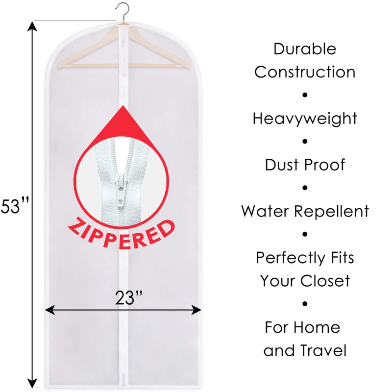 SteadMax Zippered Garment Bag, Large 53 x 23 inches, Dress Bag for Gowns, Suits, Jackets, Dresses, Hanging Clothing Storage Bag, Water Repellent, Dust Proof, Clear (1 Pack) - Image 2